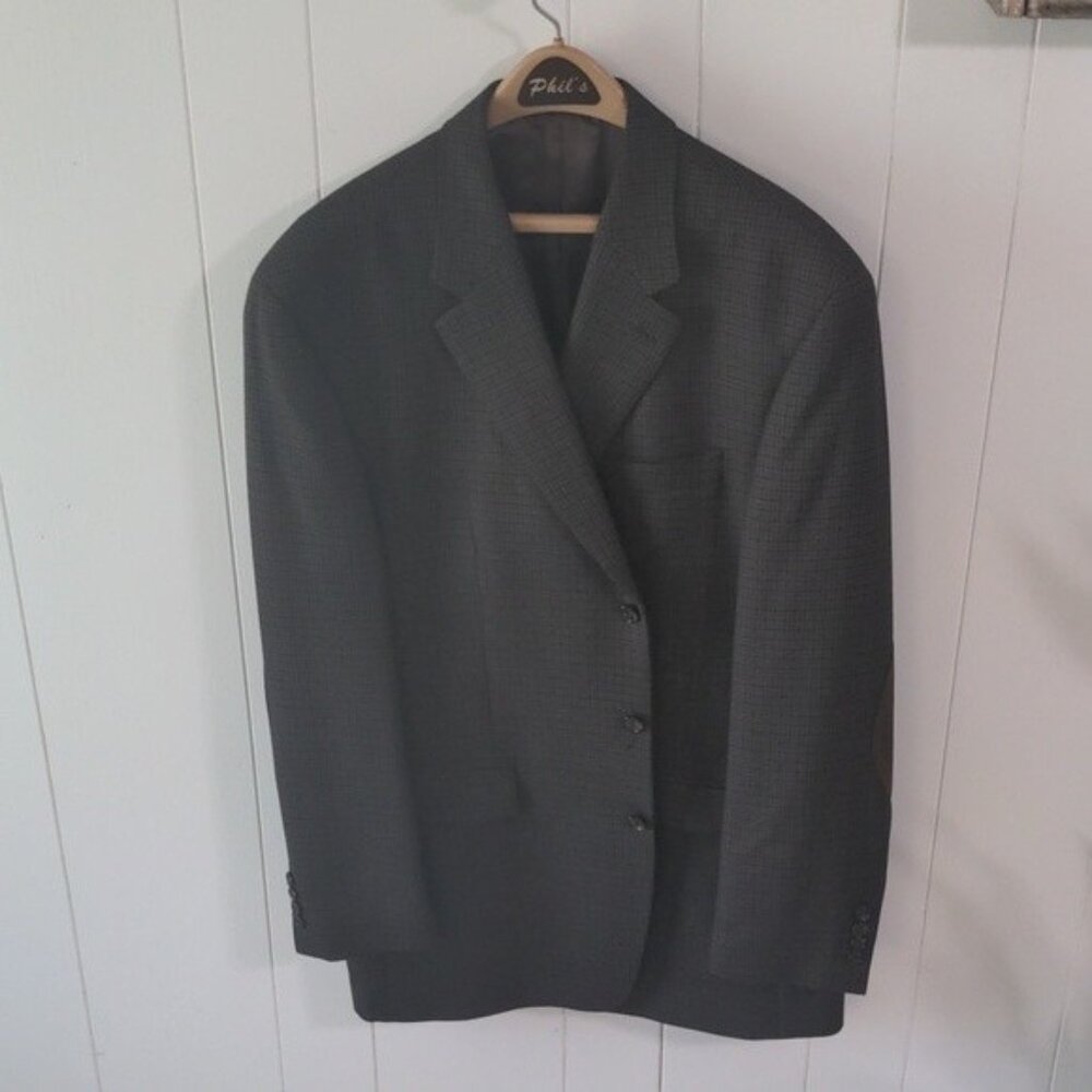 Ralph Lauren Sports Coat Men's 46L Brown Houdstooth Wool Elbow Patches Academia